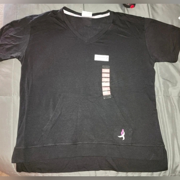 Susan G. KOMEN Black Short Sleeve V Neck Top w/ Shorts Pajama Outfit Set XXL - Picture 3 of 6